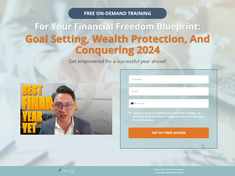 Plenitude Wealth — Opt-in funnel landing page built by Lucia Anilao