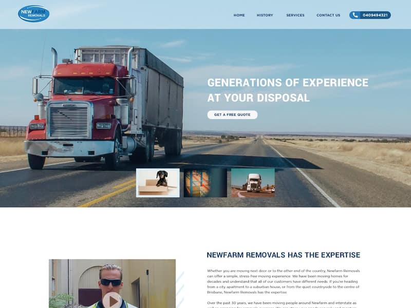 NewFarm Removals website Joomla design by Lucia Anilao