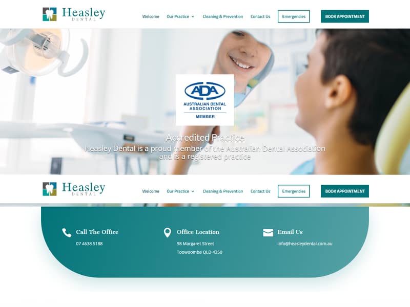 heasleydental.com.au website Joomla design by Lucia Anilao