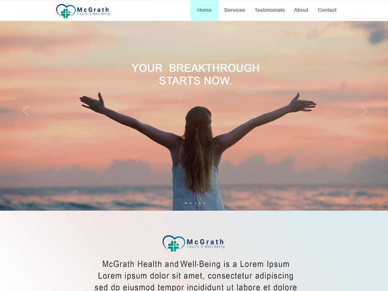 McGrath Health & Wellbeing website Joomla design by Lucia Anilao