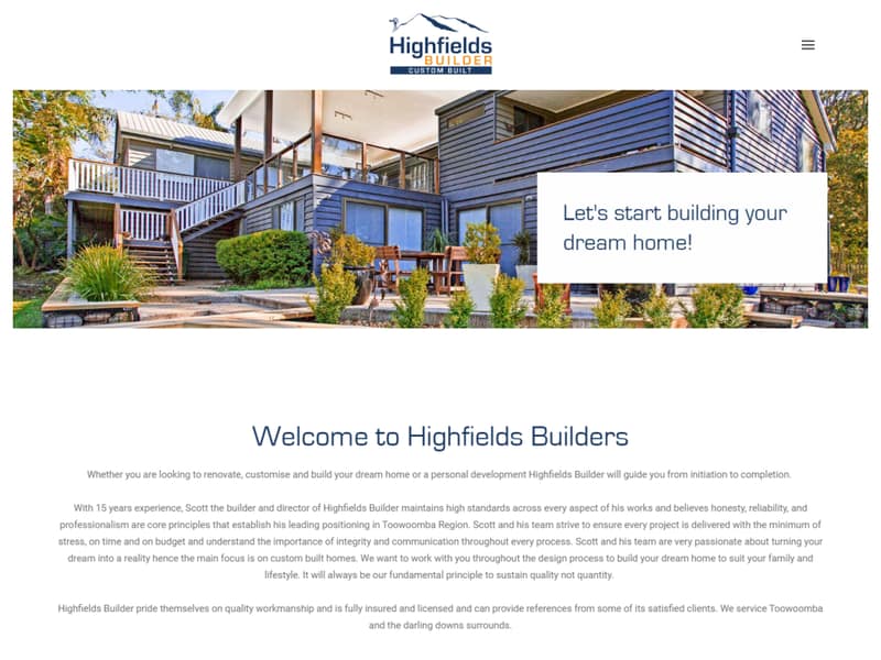 highfieldsbuilder.com.au website Joomla design by Lucia Anilao