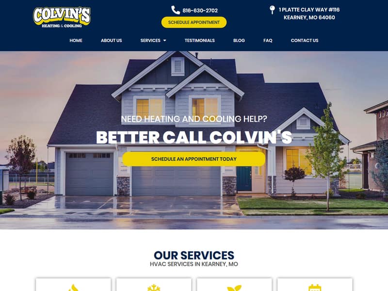 colvinsheatingandcoolingkearney.com website WordPress design by Lucia Anilao