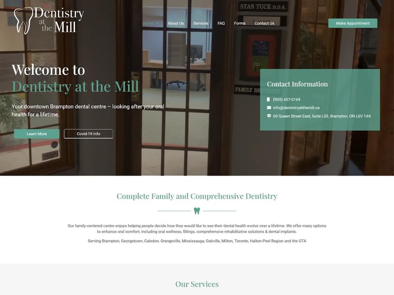 dentistryatthemills.com website WordPress design by Lucia Anilao