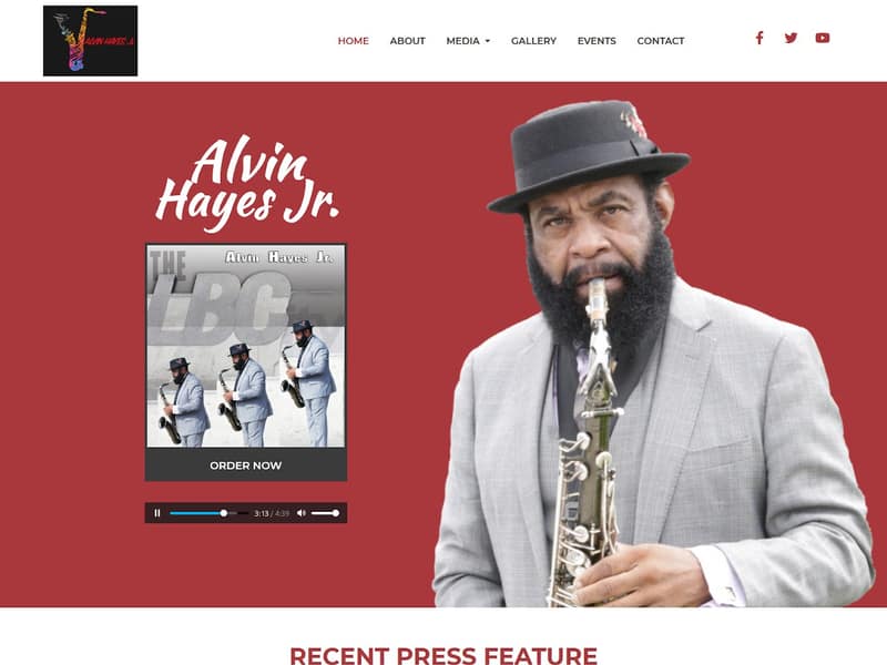 alvinhayesjr.com website WordPress design by Lucia Anilao