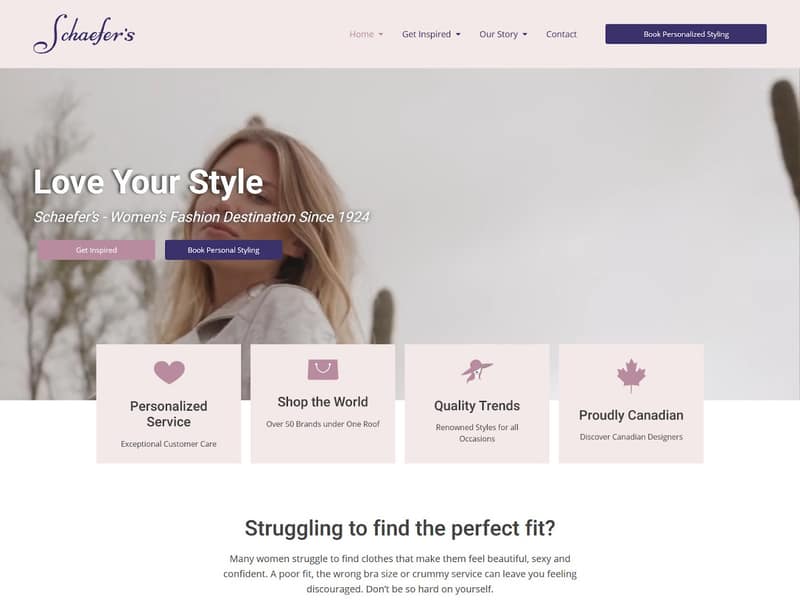 schaeferladieswear.ca website WordPress design by Lucia Anilao
