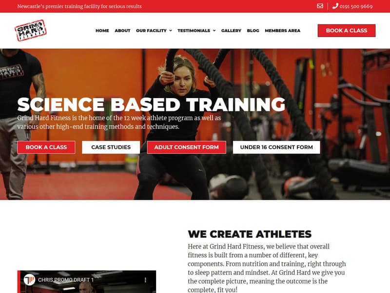 grindhardfitness.co.uk website WordPress design by Lucia Anilao