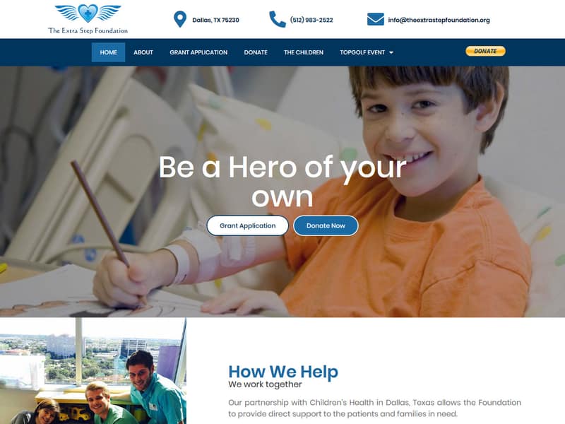 theextrastepfoundation.org website WordPress design by Lucia Anilao