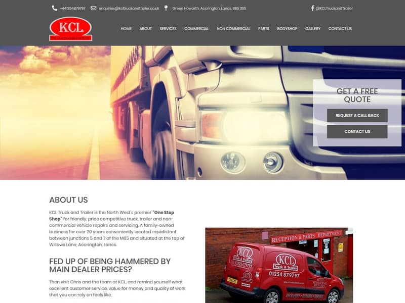 kcltruckandtrailer.co.uk website WordPress design by Lucia Anilao