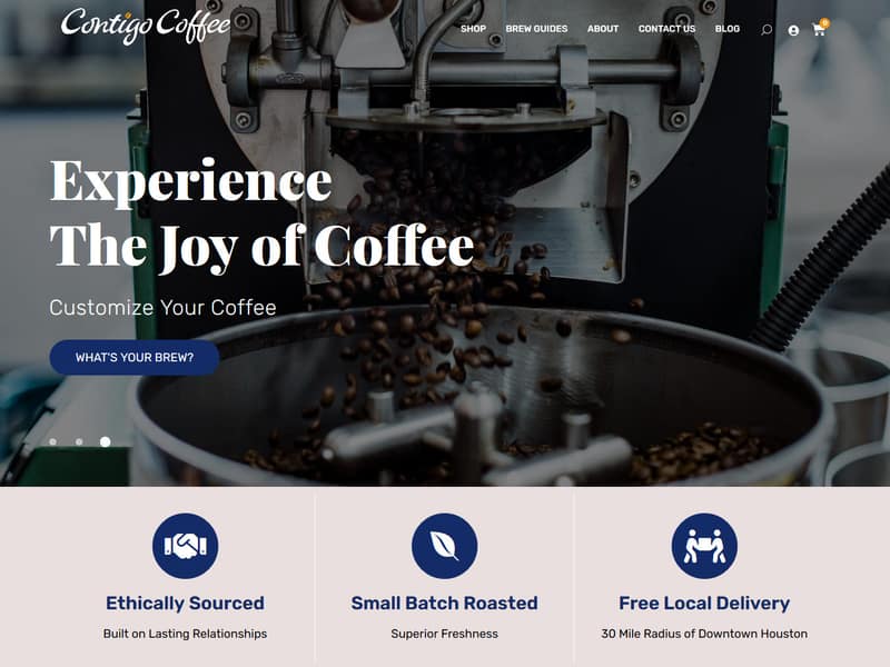 Contigo Coffee website WordPress design by Lucia Anilao
