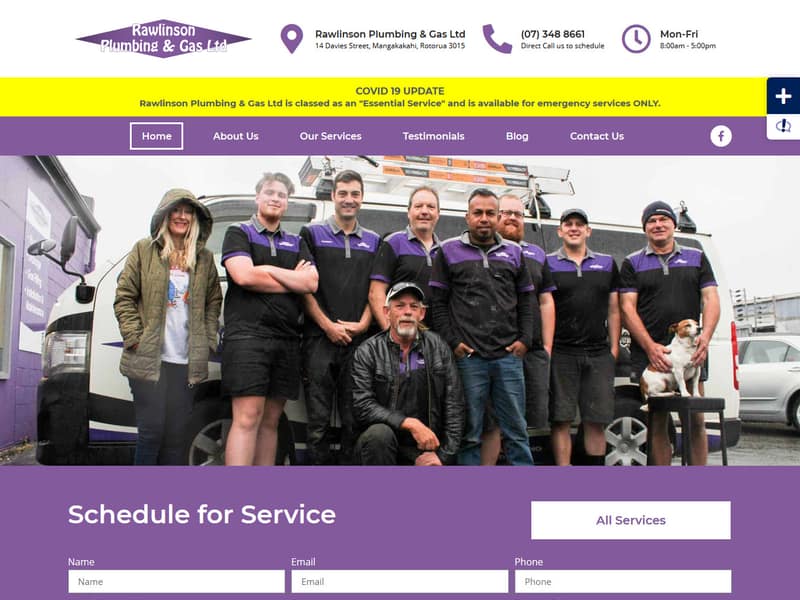 rawlinsonplumbing.co.nz website WordPress design by Lucia Anilao