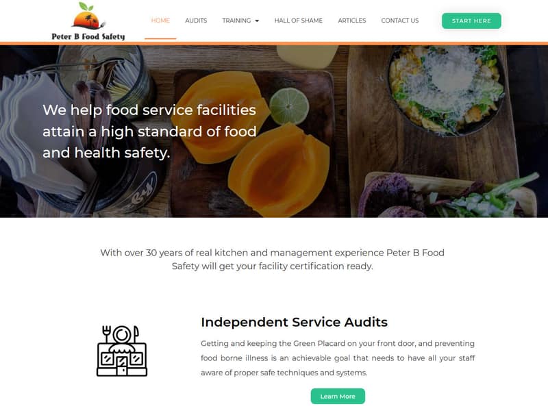 peterbfoodsafety.com website WordPress design by Lucia Anilao